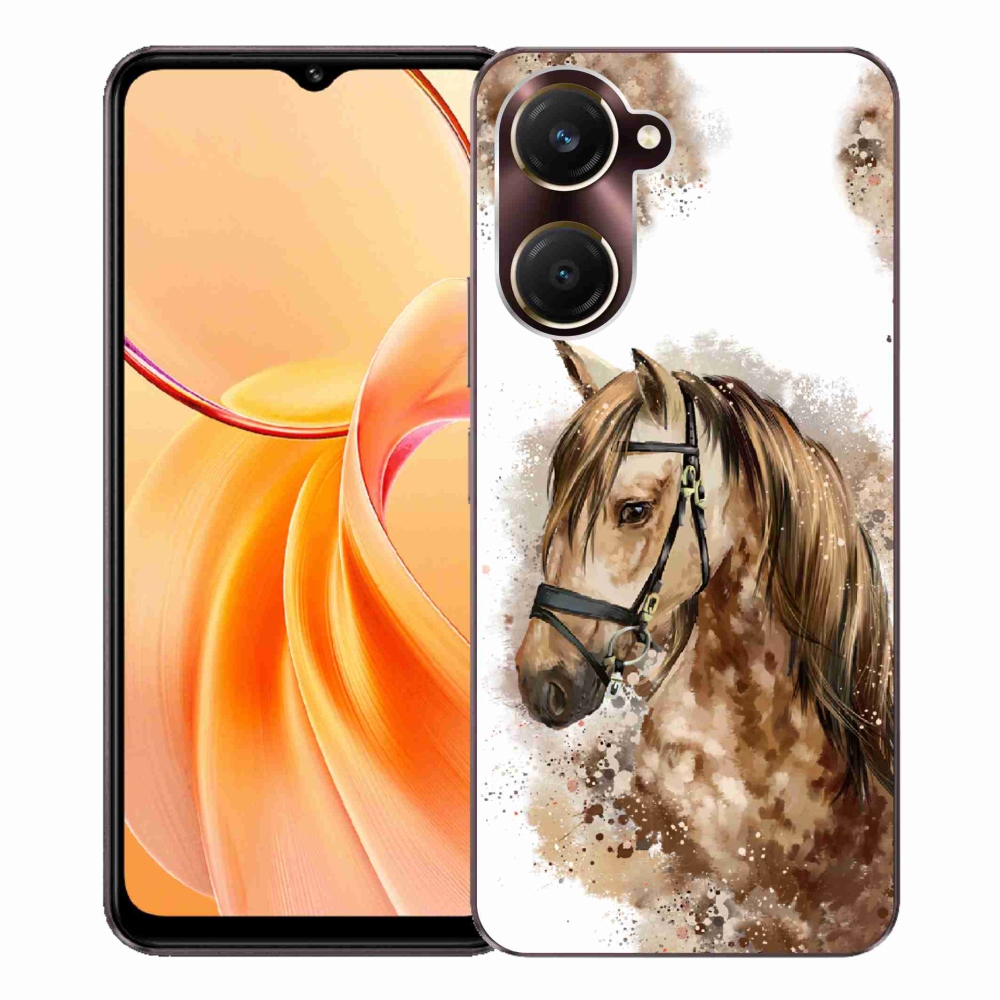Zselés borító mmCase a Vivo Y28s 5G készülékhez - barna rajzfilm ló