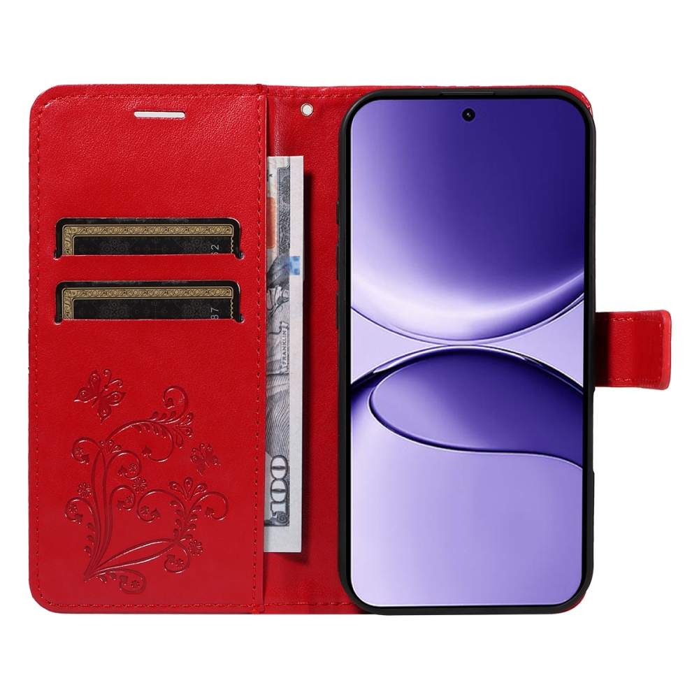 Nagy pillangó könyv tok a Xiaomi Poco F7 5G-hez - piros