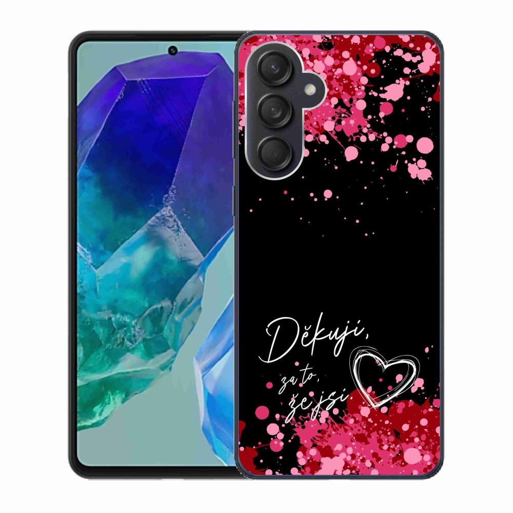Gél borító mmCase Samsung Galaxy M55 5G - text in love 2 fekete háttérrel