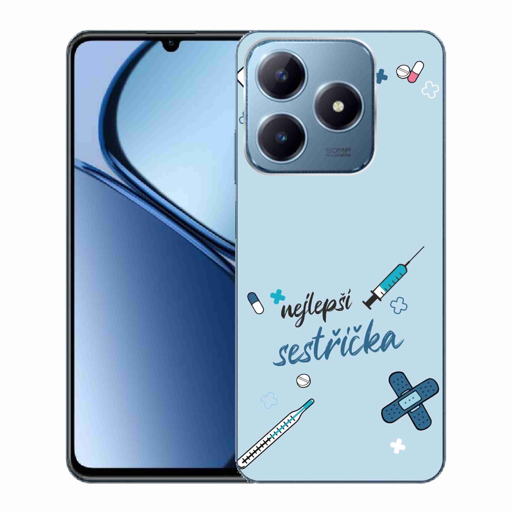 Gél borító mmCase a Realme C63-on - a legjobb kishúg kék háttere