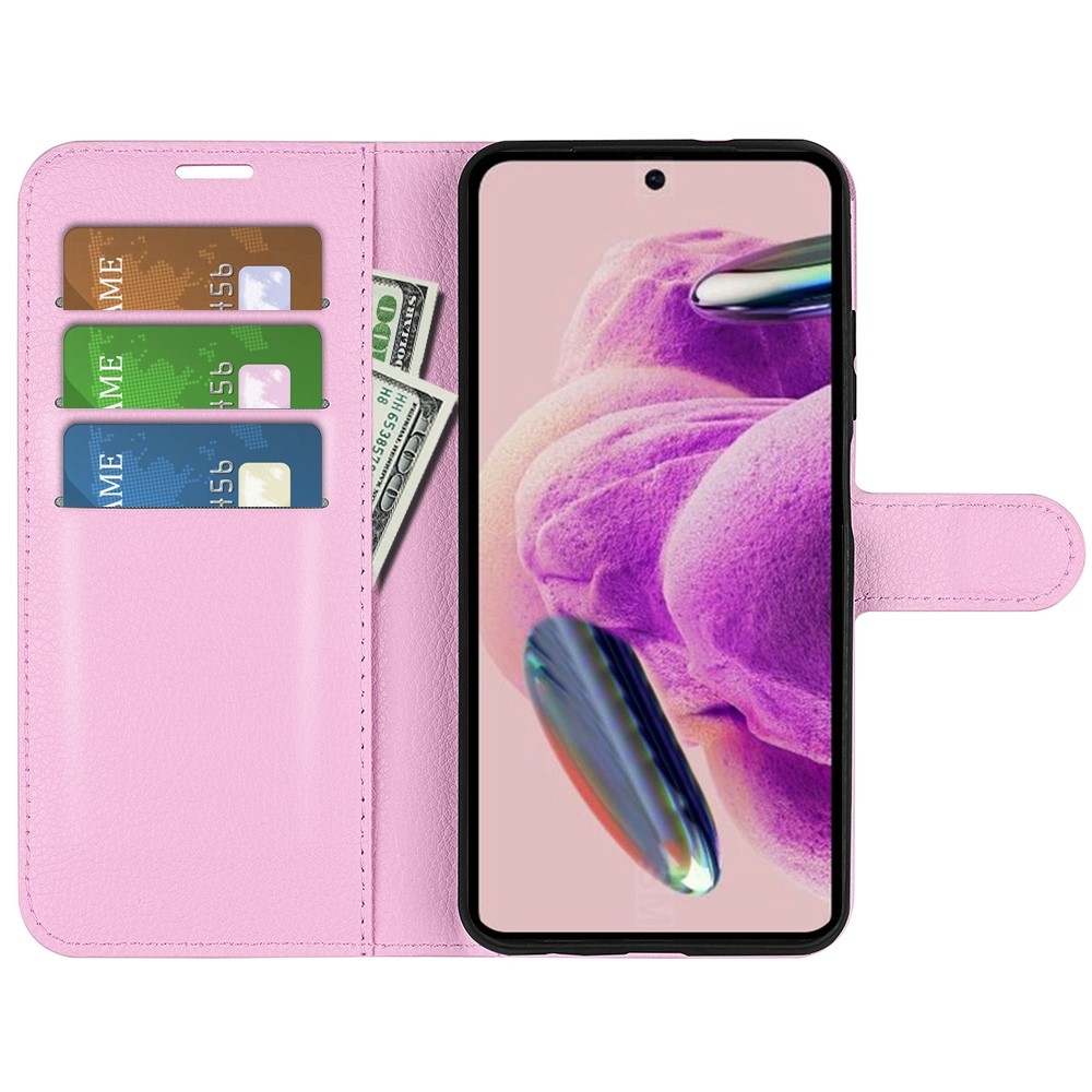 Litchi könyv tok Xiaomi Redmi Note 12S-hez - rózsaszínű