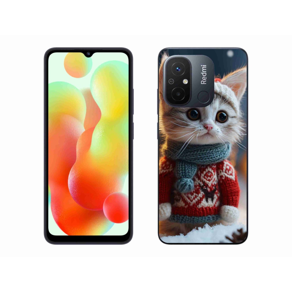 Gél borítás mmCase a Xiaomi Redmi 12C-hez - cica pulóverben
