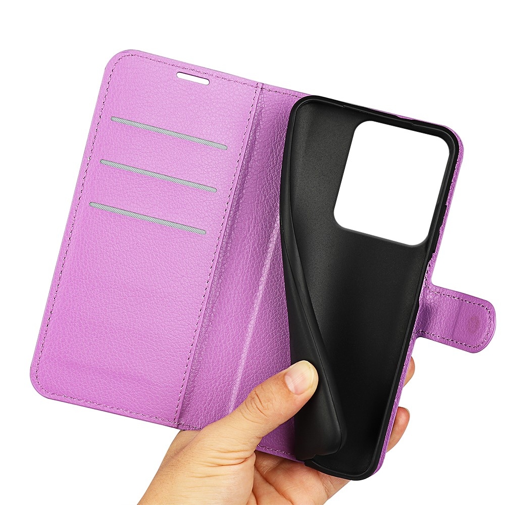 Litchi könyv tok Xiaomi Redmi Note 14S-hez - lila