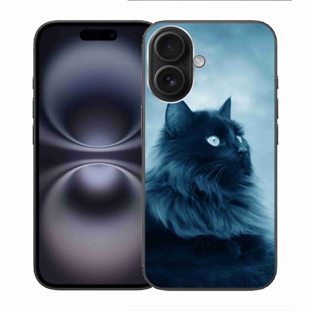 Gél tok mmCase iPhone 16 készülékhez - fekete macska 1