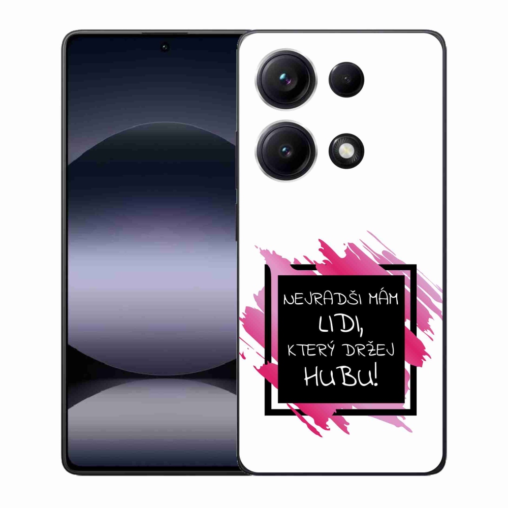 Gél borító mmCase a Xiaomi Redmi Note 14S-hez - vicces szöveg 7 fekete és fehér háttérrel