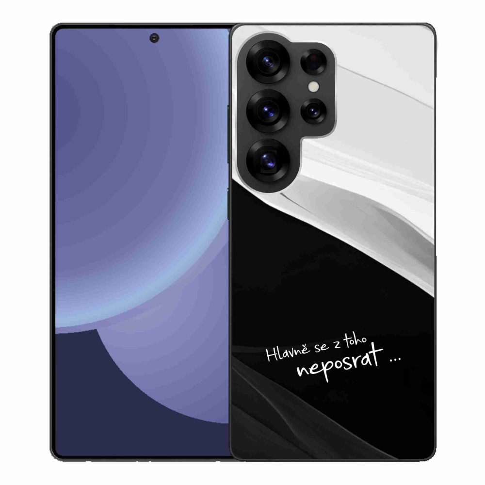 Gél borító mmCase Samsung Galaxy S25 Ultra - vicces szöveg 13 fekete és fehér háttérrel