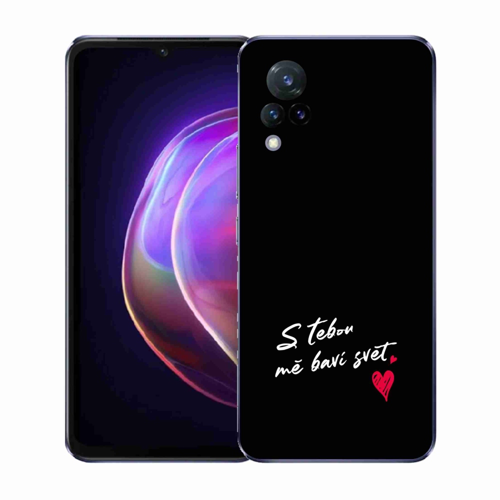 Gél borító mmCase a Vivo V21 4G/5G-n - szerelmes szöveg 1 fekete háttérrel