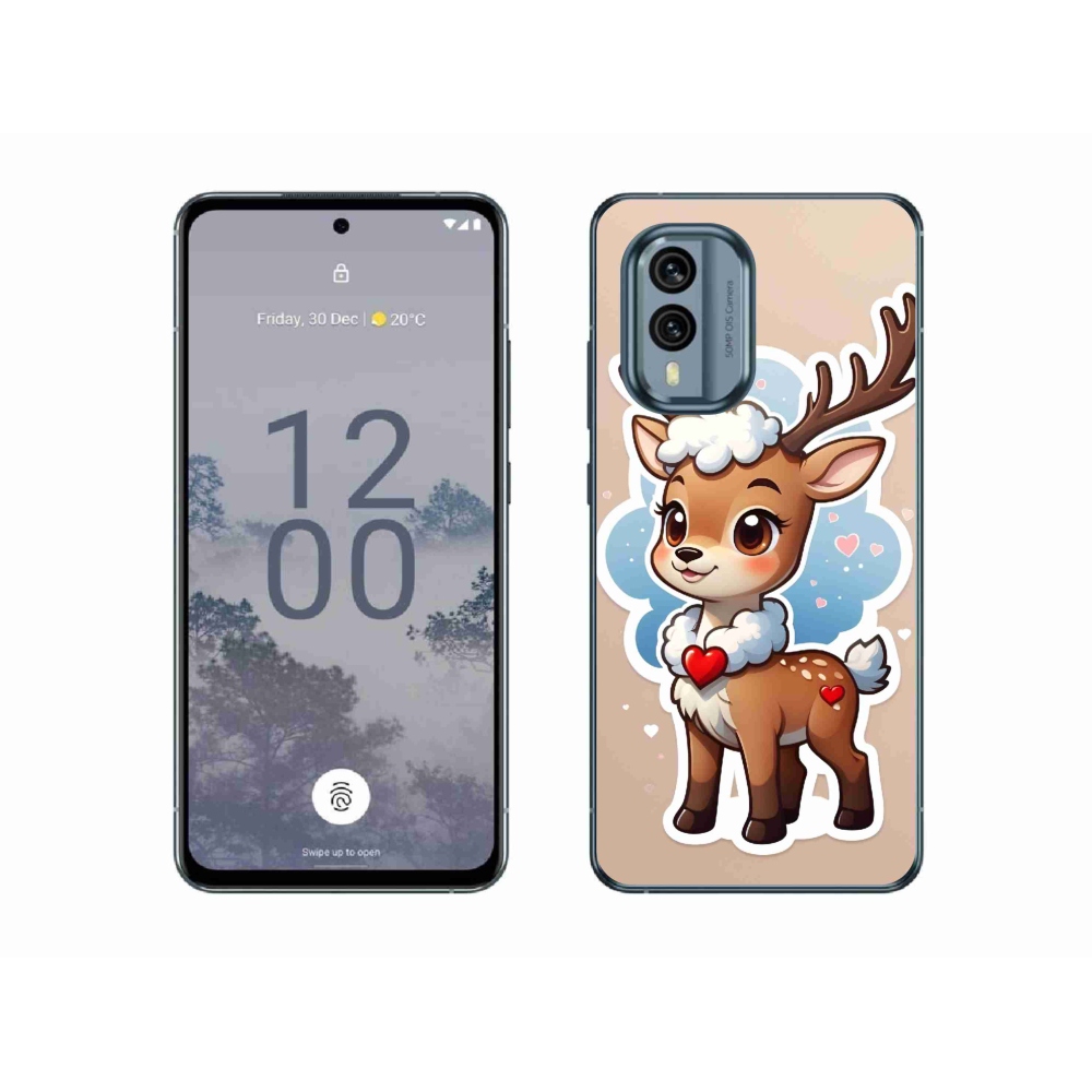 Zselés borító mmCase a Nokia X30 5G készülékhez - rajzfilm rénszarvas
