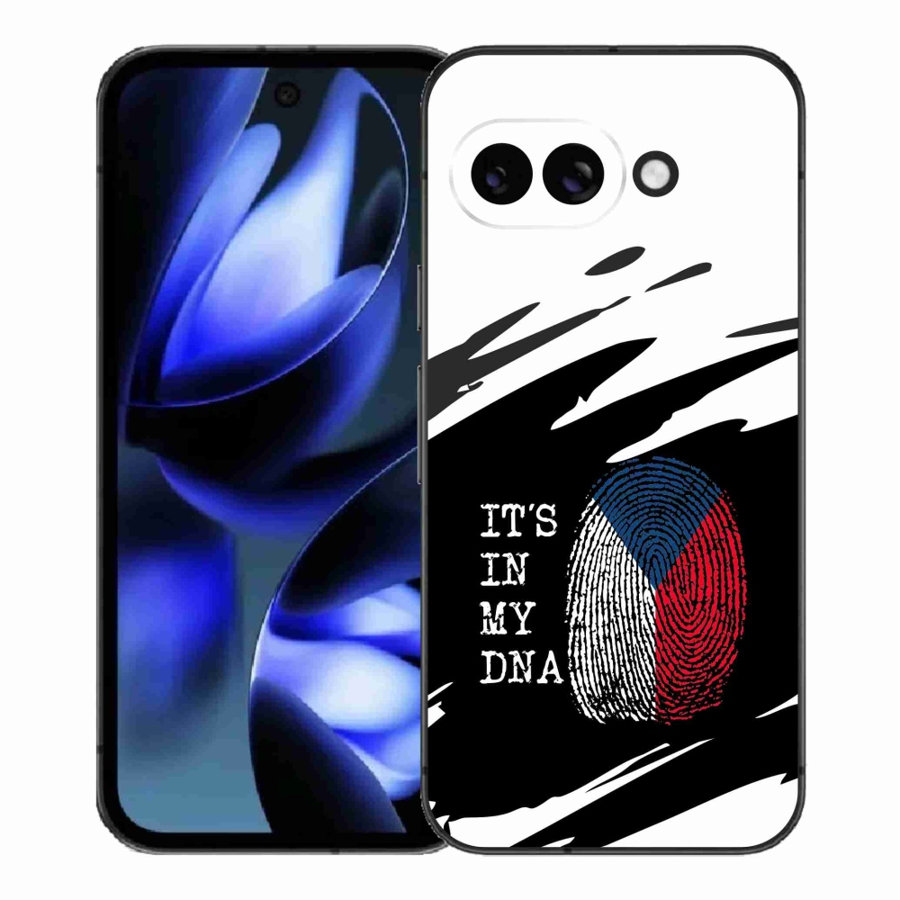 Gél borítás mmCase a Google Pixel 9a számára - zászlós ujjlenyomat fekete és fehér háttérrel