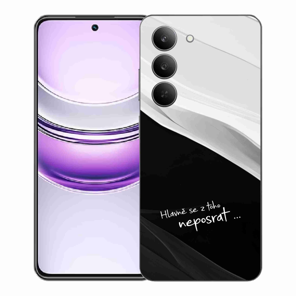 Gél borító mmCase a Realme 14x 5G készülékhez - vicces szöveg 13 fekete és fehér háttérrel