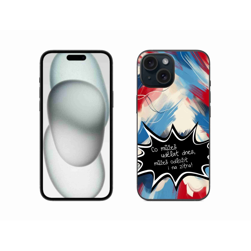 Gél borító mmCase iPhone 15 készülékhez - vicces szöveg 9 fekete háttér