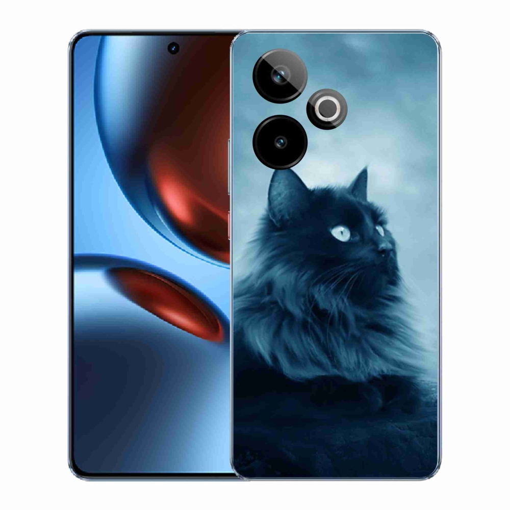 Zselés borítás mmCase a Realme GT 7 5G/GT 7T 5G számára - fekete macska 1