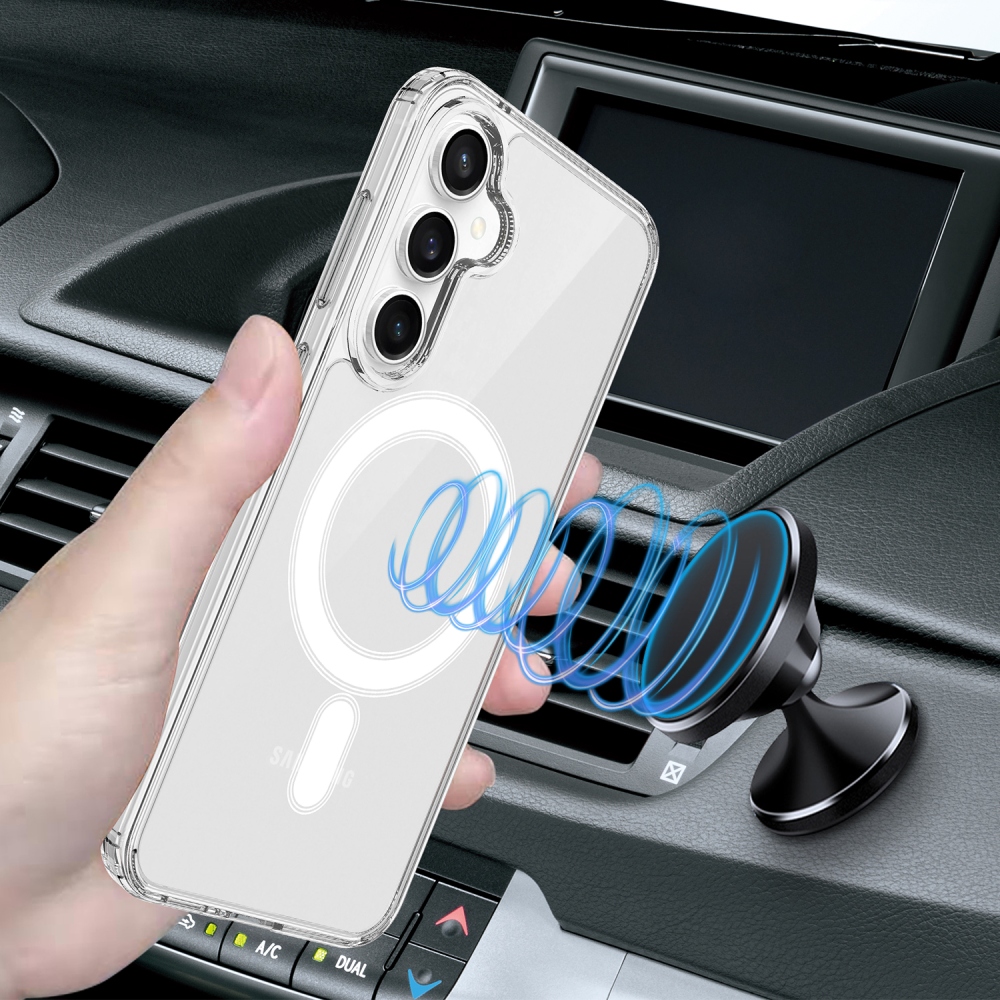 Akril zselés tok szilárd hátlappal és MagSafe funkcióval Samsung Galaxy S25 FE készülékre - átlátszó