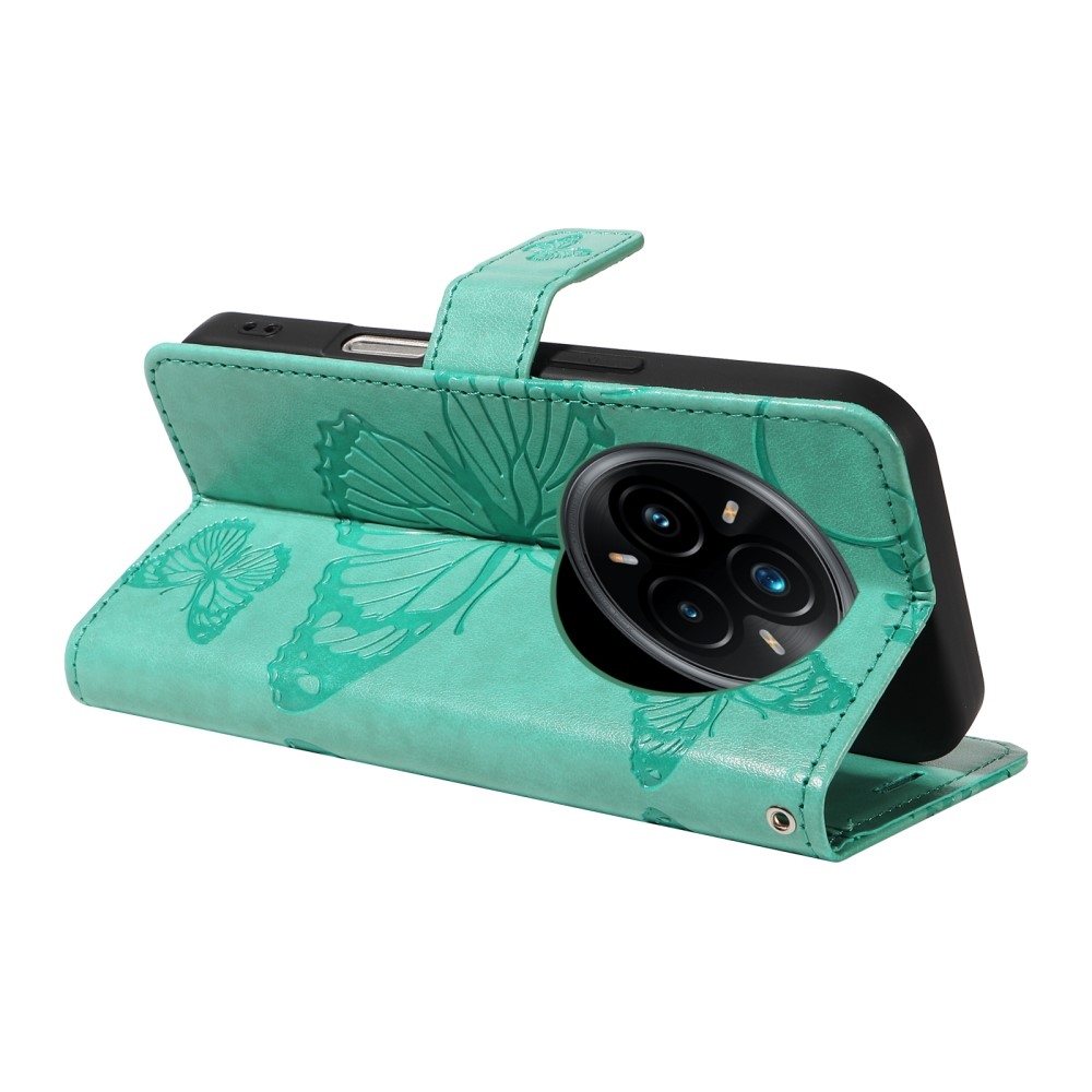 Nagy pillangó könyvtáska a Realme 14 Pro+ 5G készülékhez - teal színű