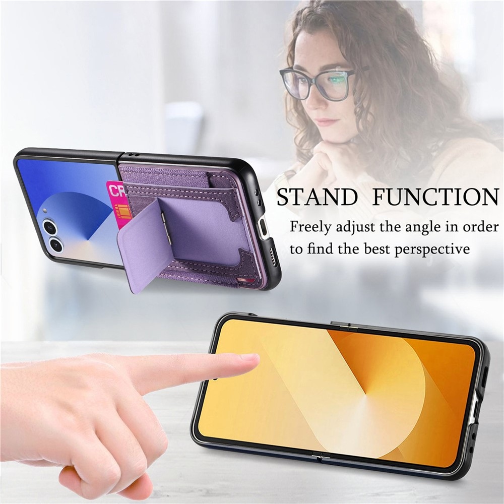 Fényűző műanyag borítás műbőrrel Samsung Galaxy Z Flip7 5G készülékre - lila