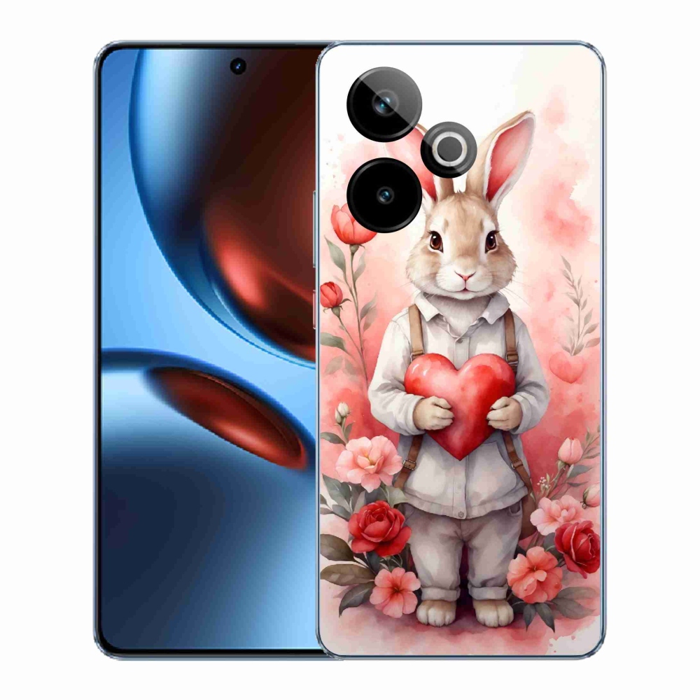 Rugalmas zselés tok mmCase képpel a Realme GT 7 5G/GT 7T 5G számára - nyúl szívvel