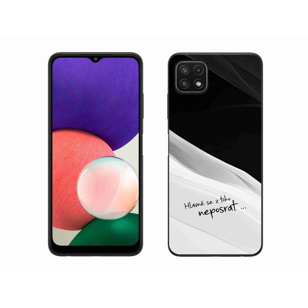 Gél borító mmCase Samsung Galaxy A22 5G - vicces szöveg 13 fehér és fekete háttérrel