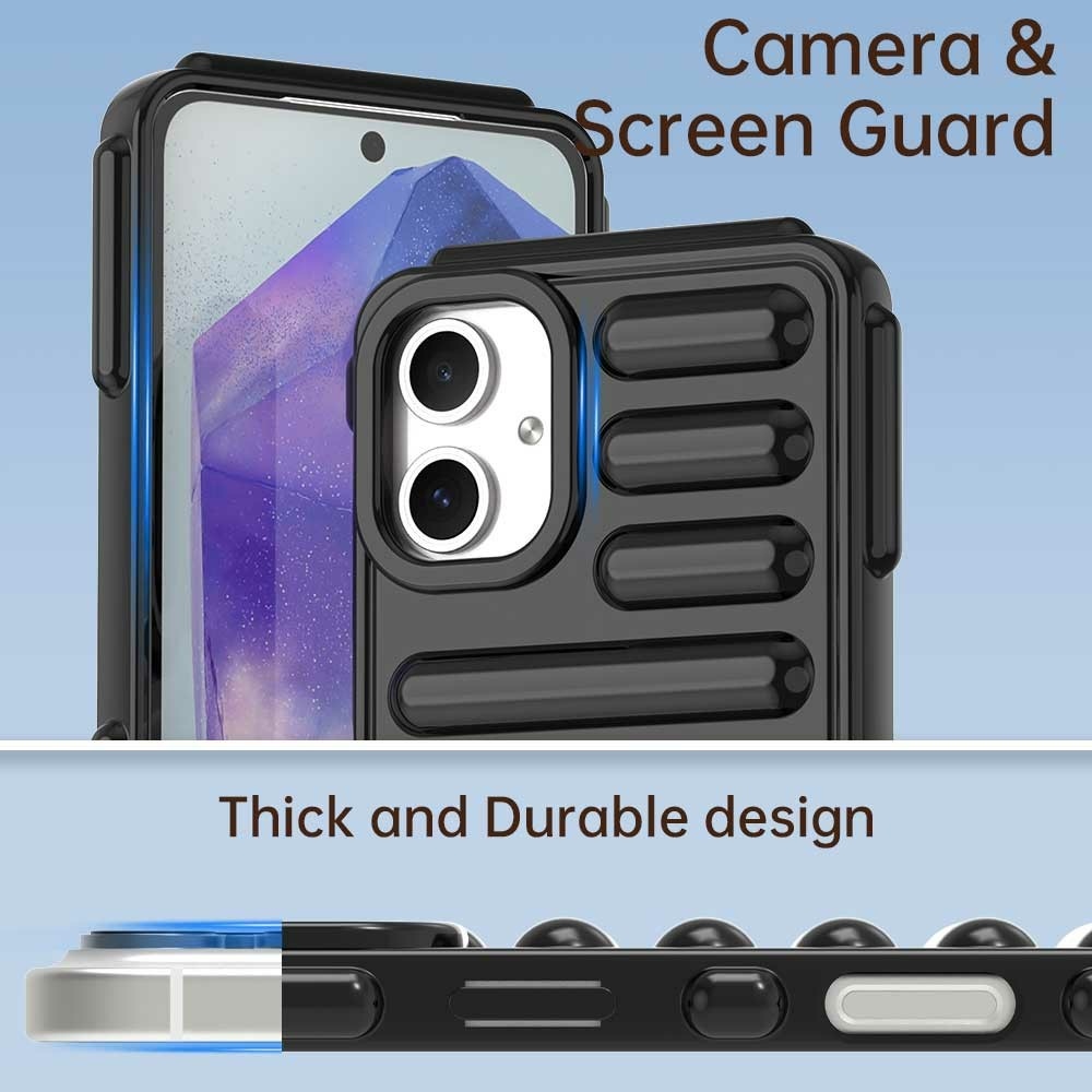 Csíkos tartós borító Samsung Galaxy A06 4G készülékhez - fekete