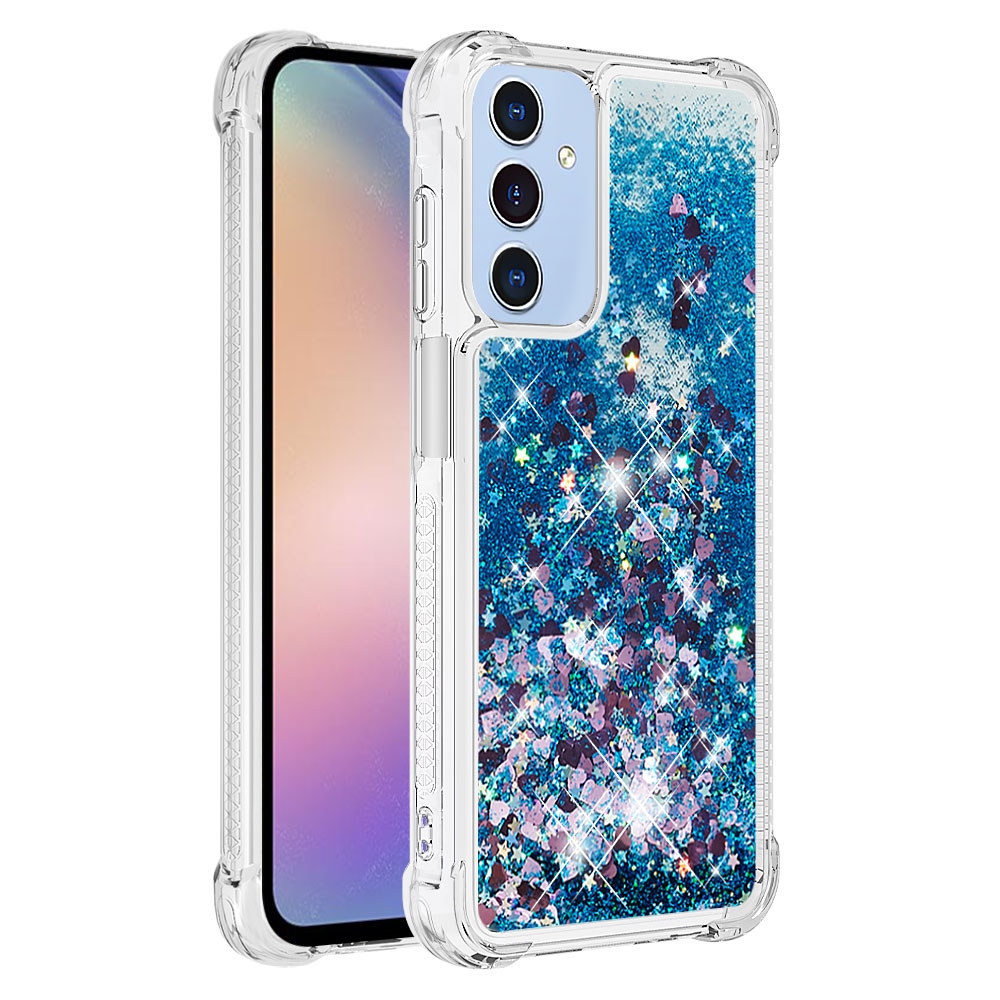 Glitter homokóra zselés tok Samsung Galaxy A17 4G/5G - kék/szív