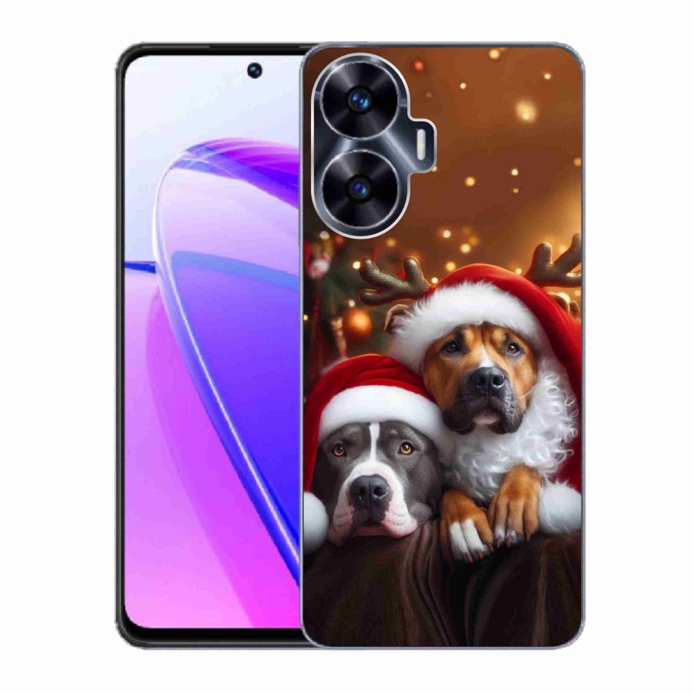 Gél borító mmCase a Realme C55 készülékhez - Karácsonyi kutyák