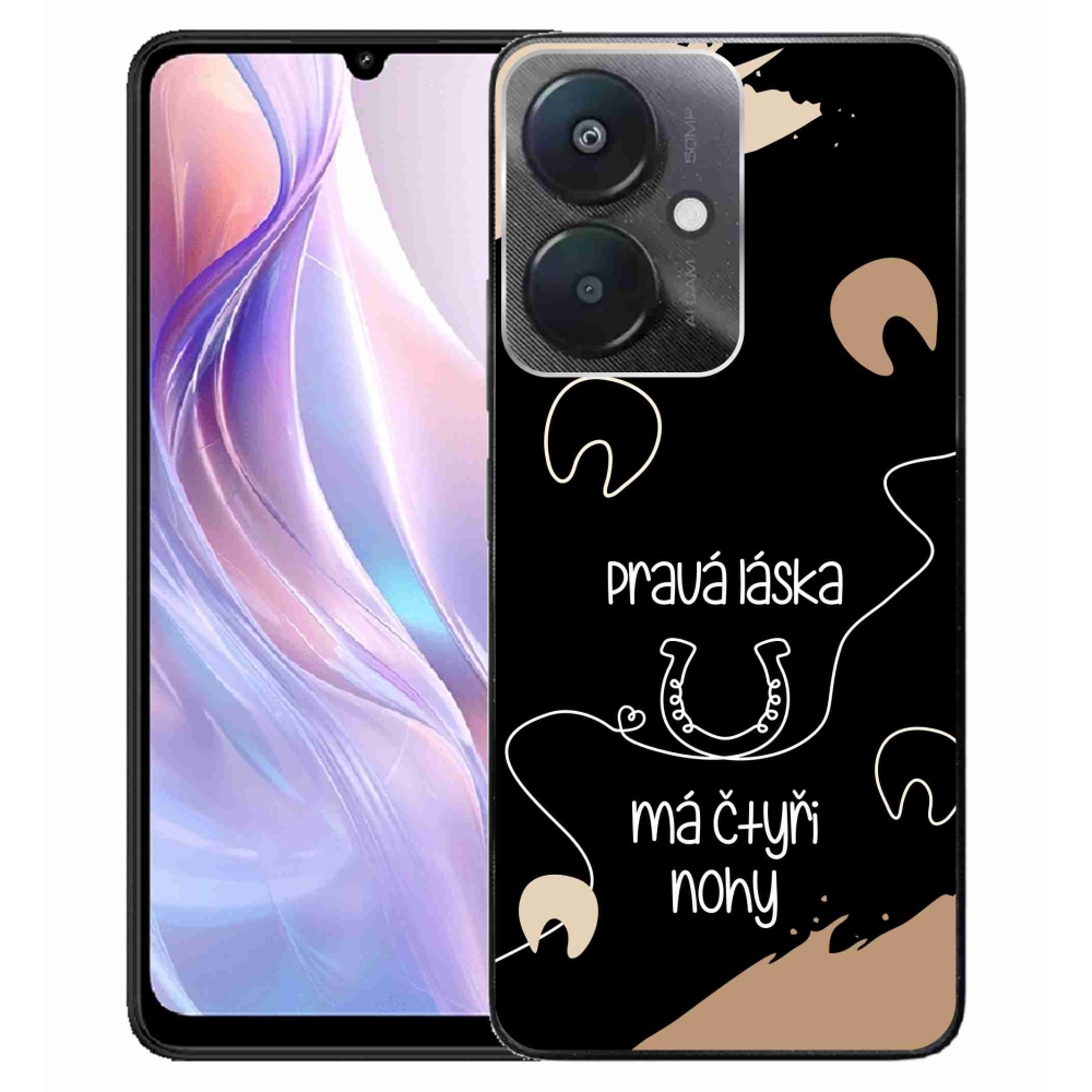 Gél borítás mmCase a Xiaomi Redmi 13C 5G számára - ló motívum fekete háttérrel