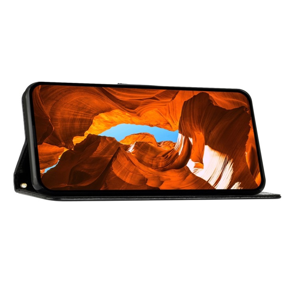 Virágok könyvtáska iPhone 17 Pro Max készülékhez - fekete