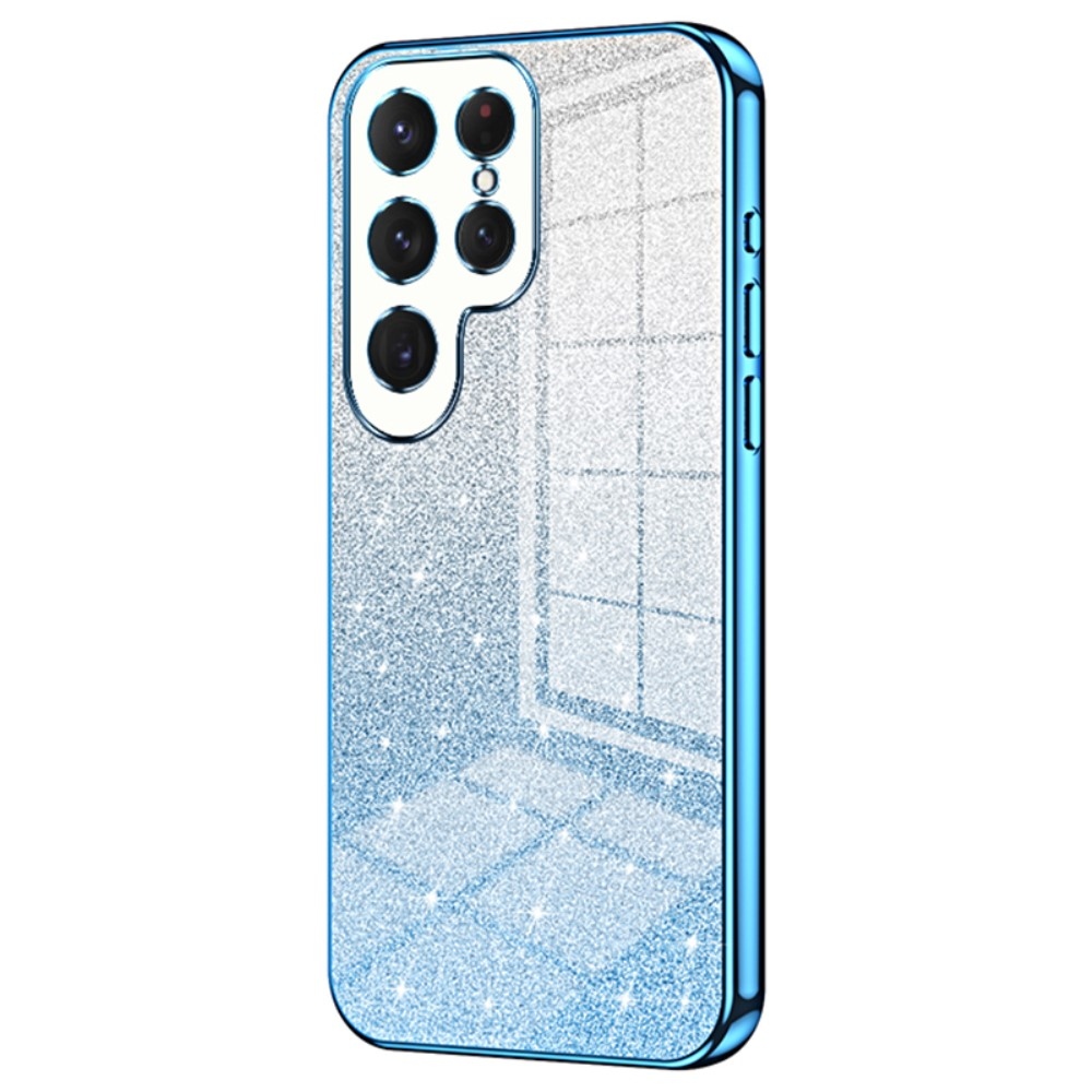 Vágott zselés csillogó tok Samsung Galaxy S24 Ultra készülékhez - kék