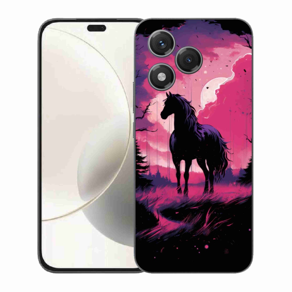 Zselés borítás mmCase a Honor 400 Lite-hoz - fekete rajzfilm ló 1