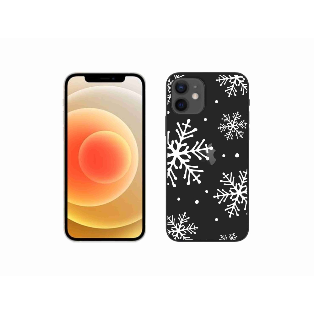 Gél borítás mmCase iPhone 12 mini készülékhez - fehér hópelyhek átlátszó háttéren