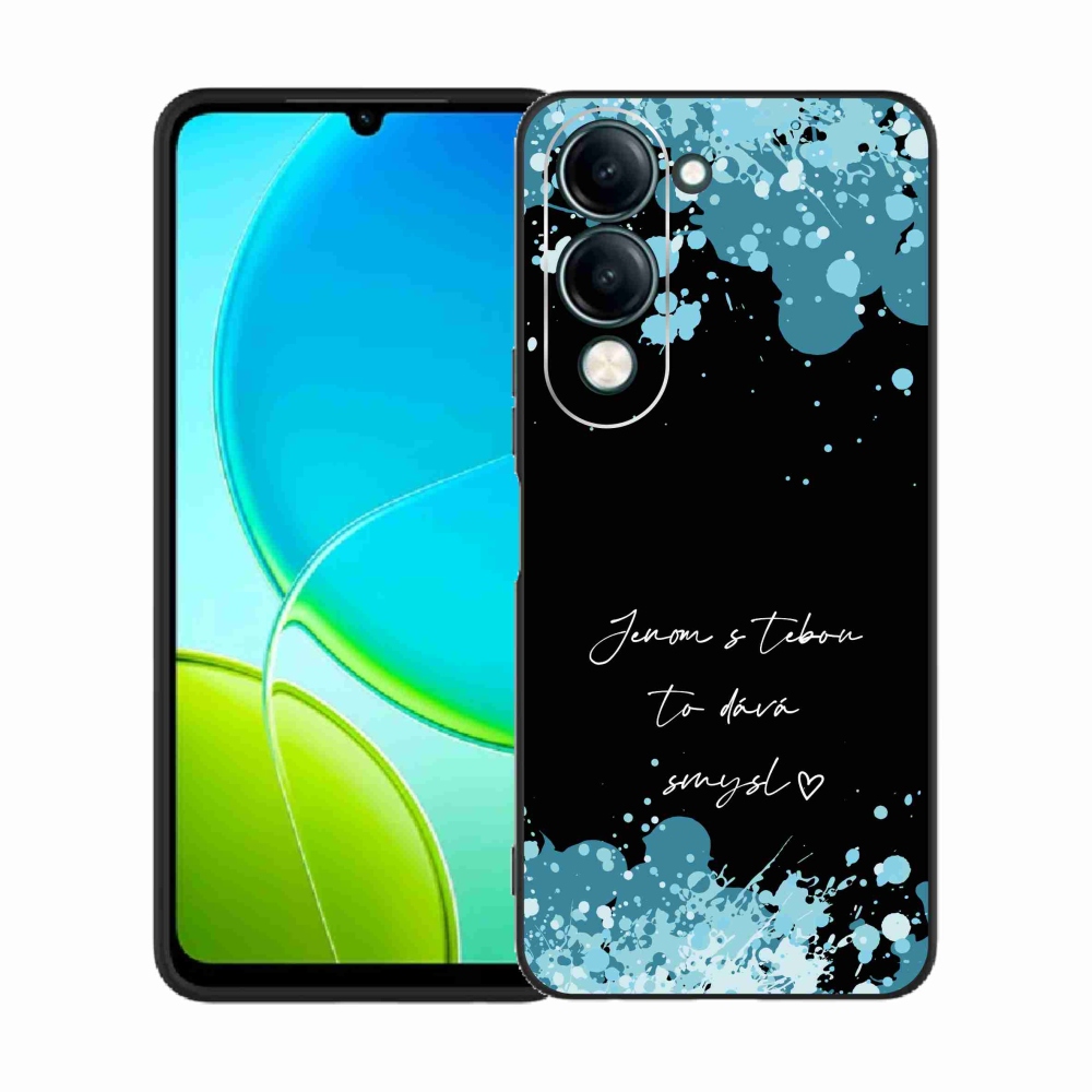 Gél borító mmCase a Vivo Y29s 5G - szerelem szöveg fekete háttérrel