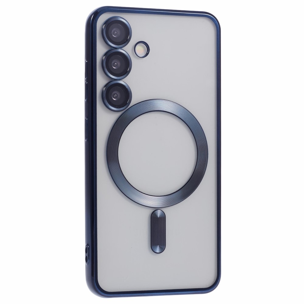 Átlátszó tok kameravédelemmel és MagSafe támogatással Samsung Galaxy S25 készülékhez - sötétkék