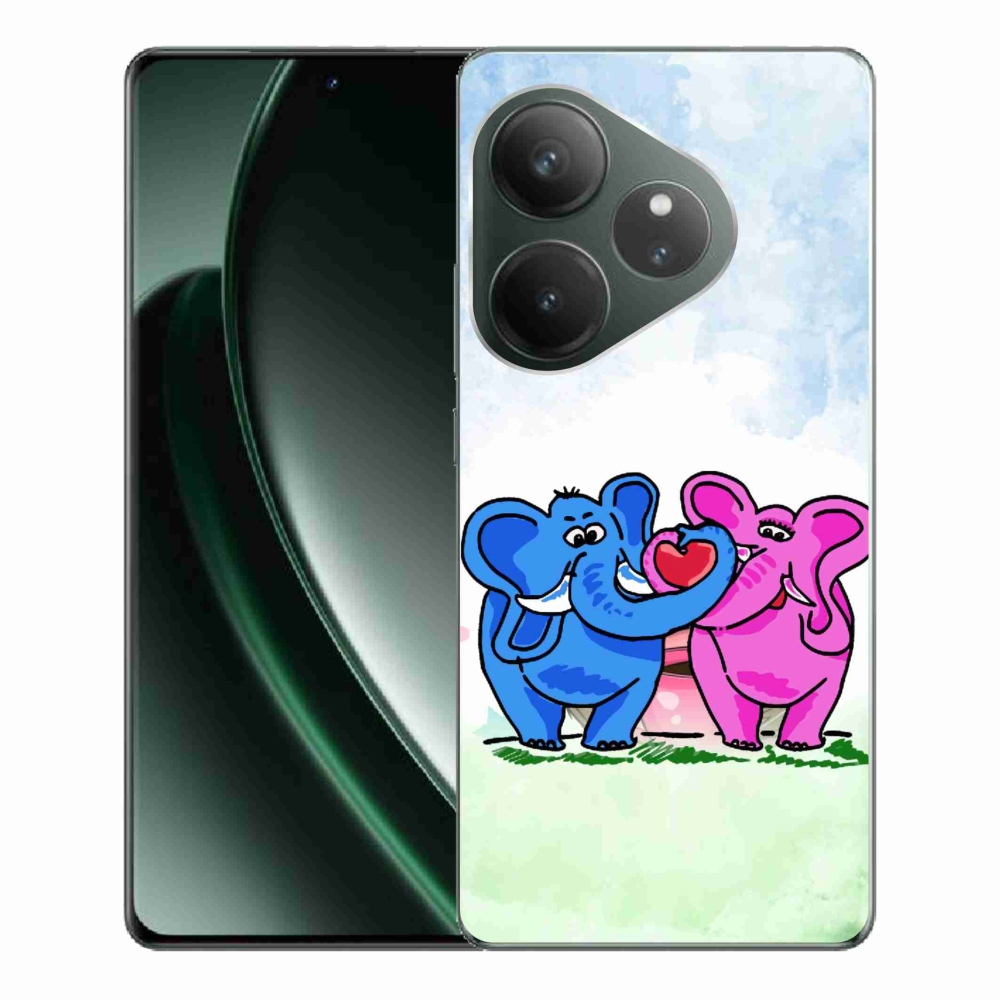 Gél borítás mmCase a Realme GT 6 5G/GT 6T 5G számára - szerelmes elefántok