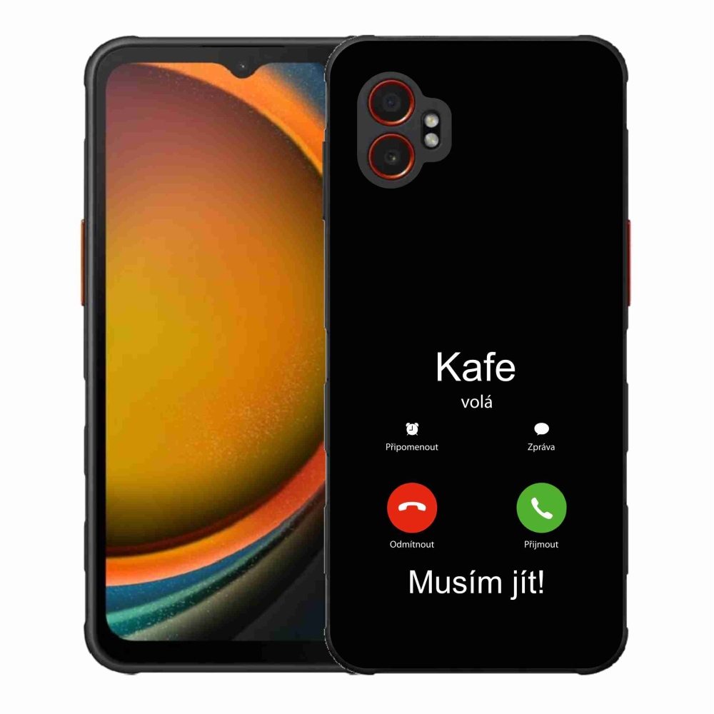 Gél borító mmCase Samsung Galaxy Xcover 7 Pro - kávé hívó fekete háttérrel