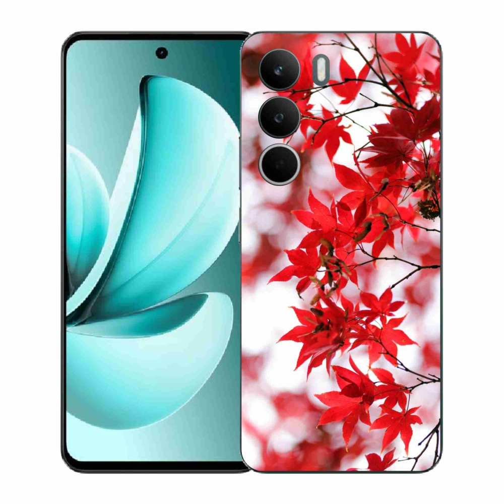 Zselés tok mmCase a Realme C71 készülékhez - piros levelek