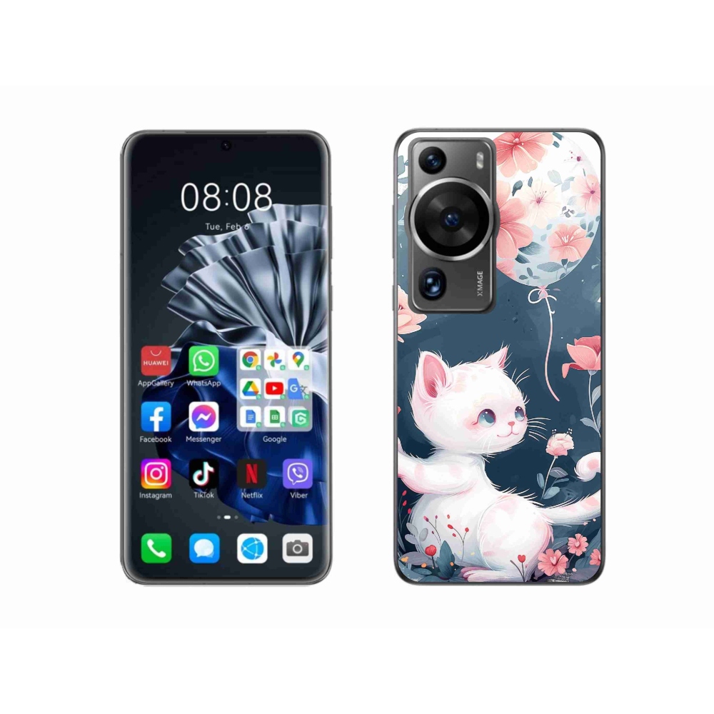 Gél borítás mmCase a Huawei P60 Pro számára - cica lufival