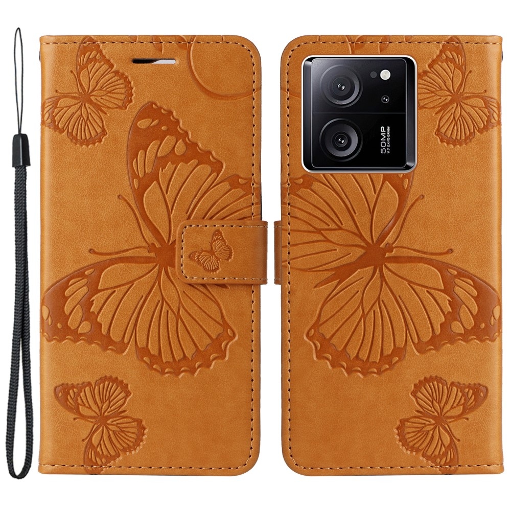 Nagy pillangó könyv tok a Xiaomi 13T/13T Pro-hoz - sárga