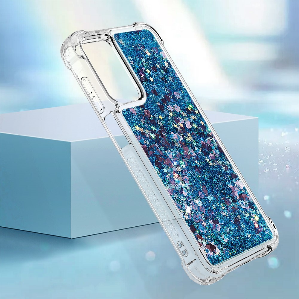 Glitter homokóra zselés tok Samsung Galaxy A26 5G - kék/szívek