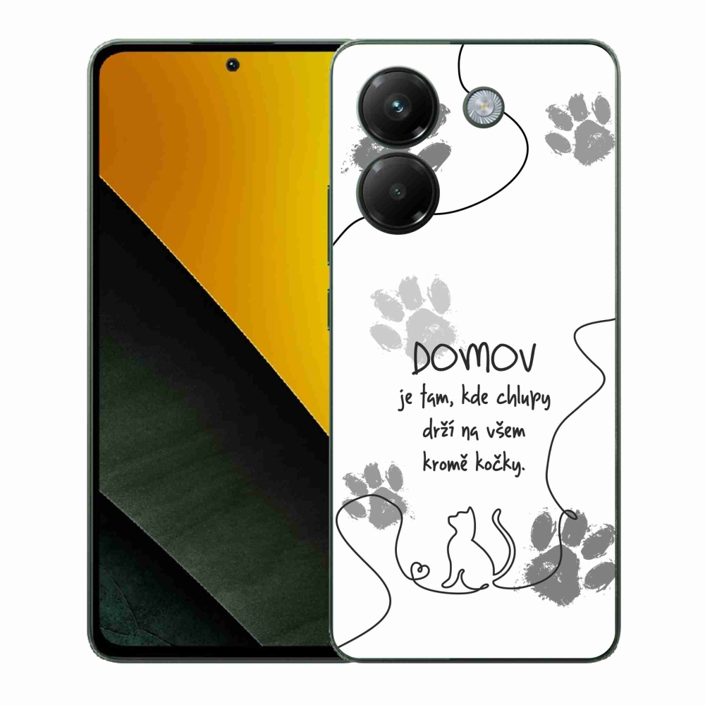 Gél borító mmCase a Xiaomi Poco M7 Pro 5G számára - macska motívum fehér háttérrel