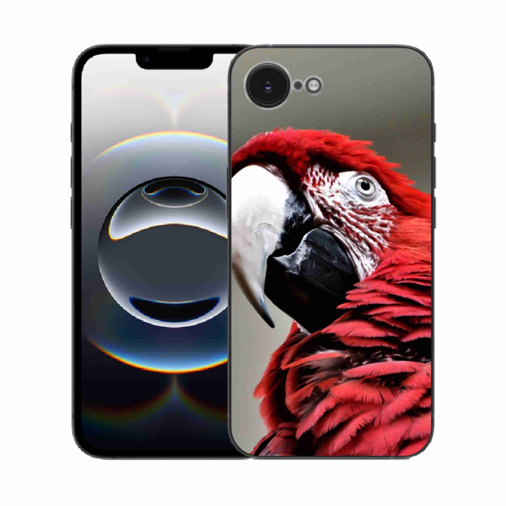 Zselés borítás mmCase iPhone 16e készülékhez - papagáj ara piros