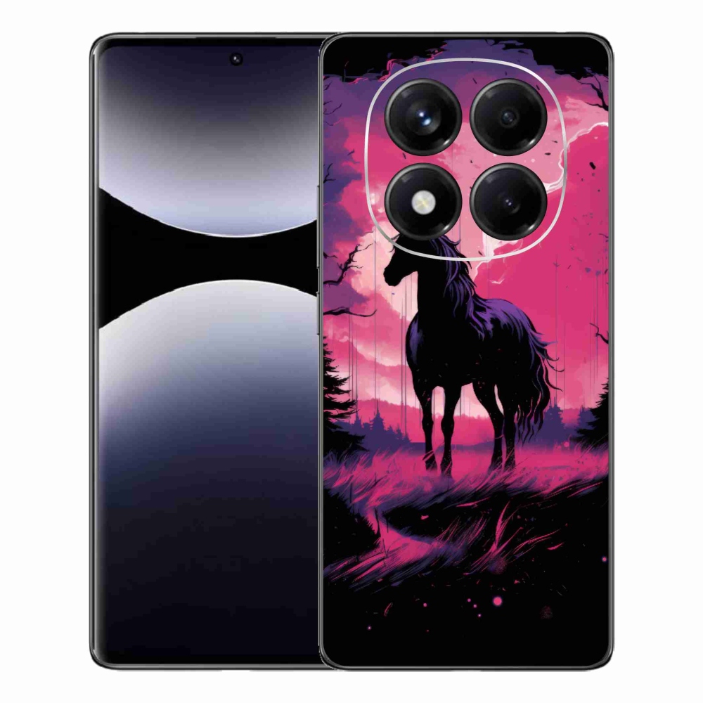 Gél borítás mmCase a Xiaomi Redmi Note 14 Pro-hoz - fekete rajzfilm ló 1