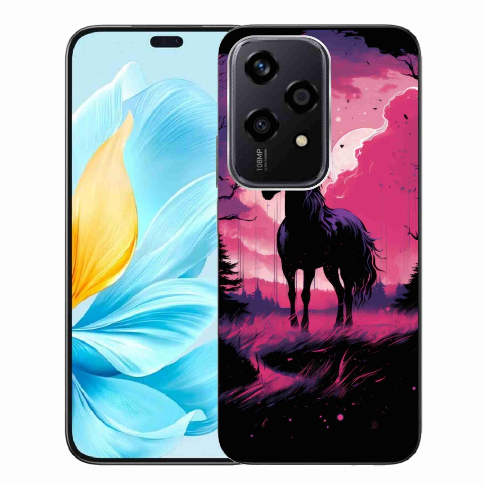Zselés borítás mmCase a Honor 200 Lite 5G számára - fekete rajzfilm ló 1