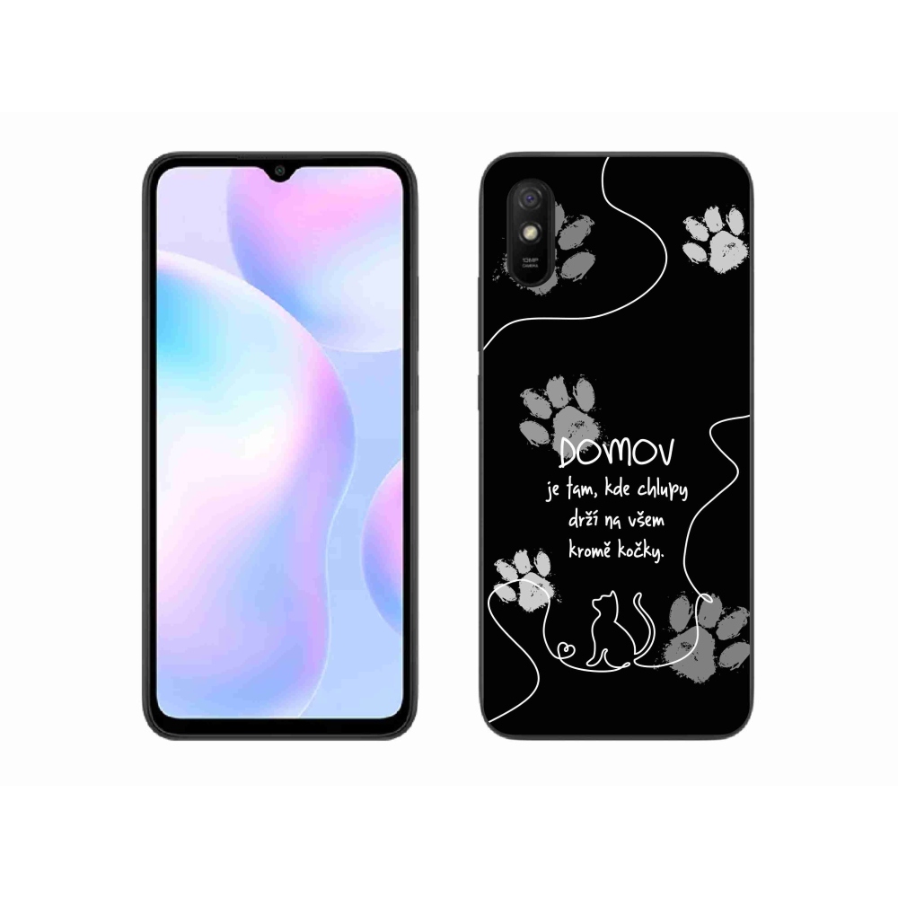 Gél borítás mmCase a Xiaomi Redmi 9A számára - macska motívum fekete háttérrel
