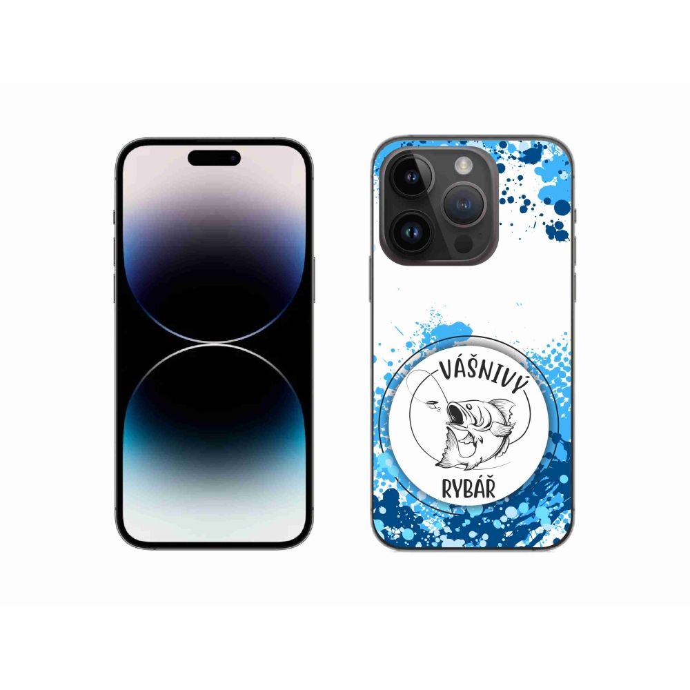 Gél borítás mmCase iPhone 14 Pro 6.1 készülékhez - szenvedélyes halász fehér háttérrel