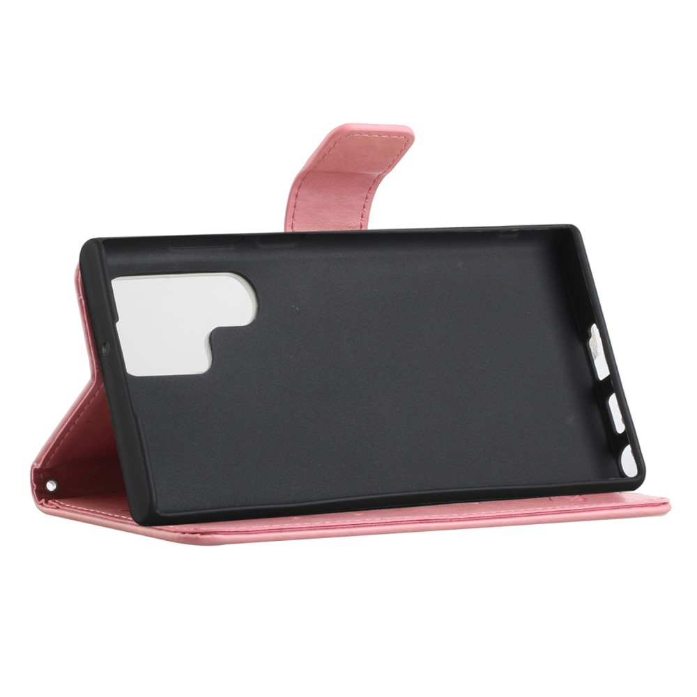 Virágos könyv tok Samsung Galaxy S24 Ultra készülékhez - rózsaszín