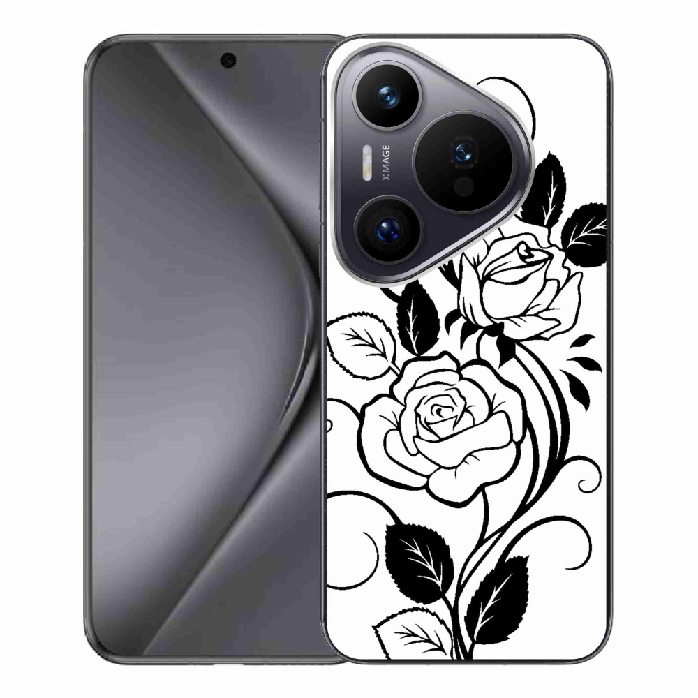 Gél borítás mmCase a Huawei Pura 70 Pro készülékhez - fekete és fehér rózsa