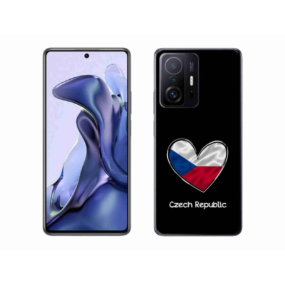 Gél borítás mmCase a Xiaomi 11T Pro számára - zászló szív fekete háttérrel
