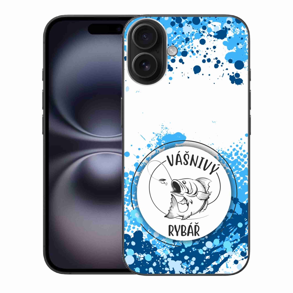 Gél borítás mmCase iPhone 16 Plus készülékhez - szenvedélyes halász fehér háttérrel