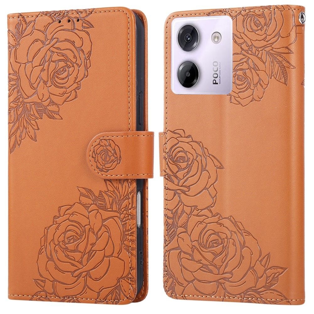 Rózsaszín könyvtáska Xiaomi Poco M7 Pro 5G/Note 14 5G - barna