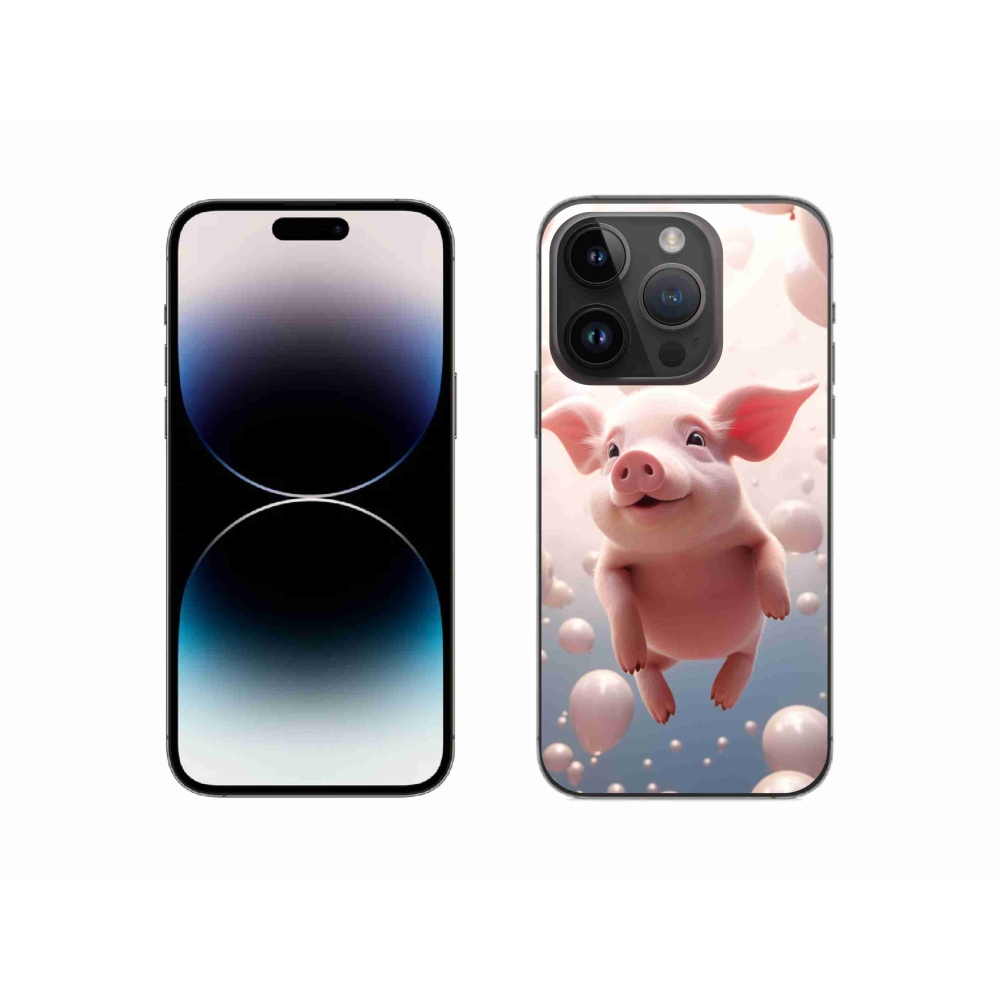 Gél borítás mmCase iPhone 14 Pro készülékhez - malacka lufikkal