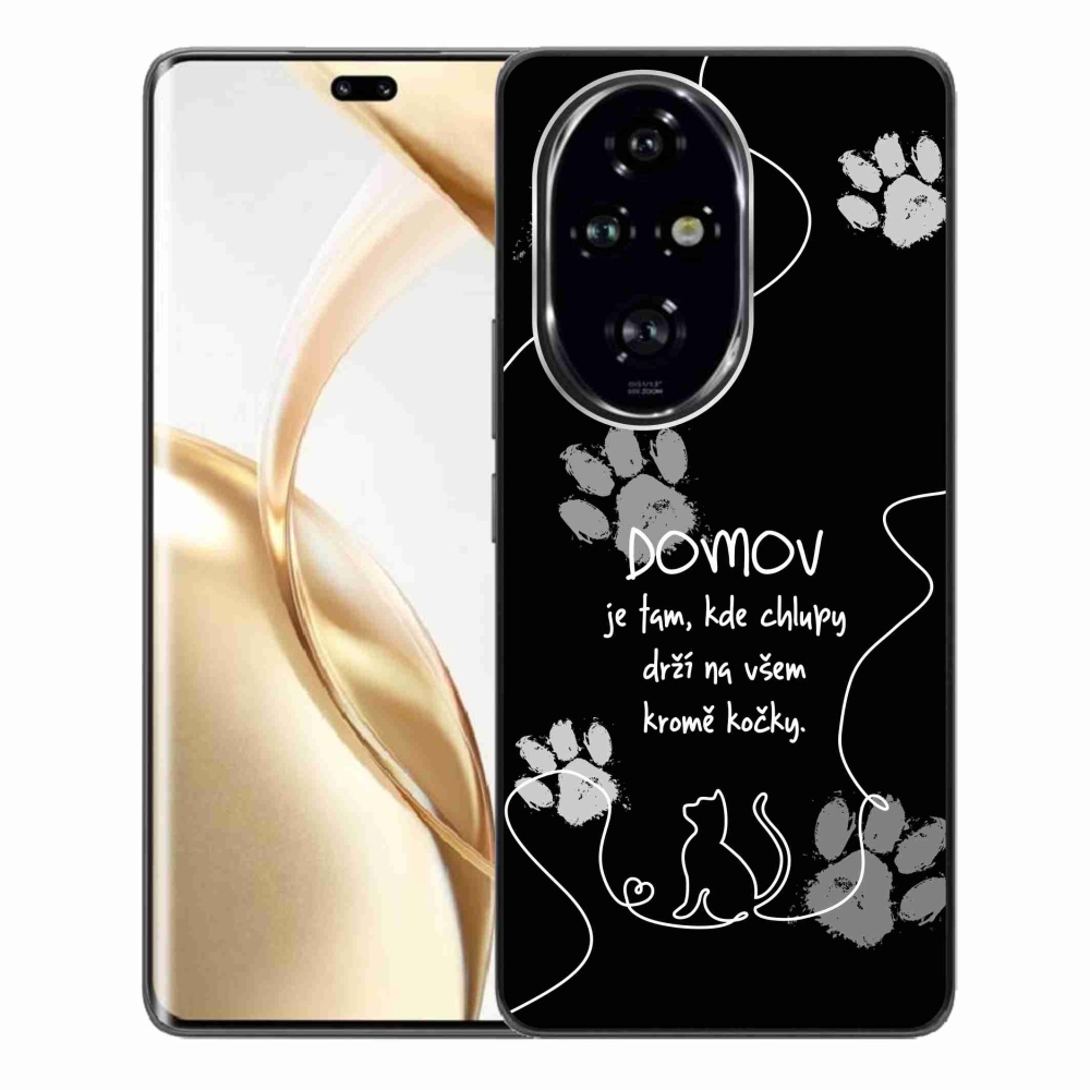 Gél borító mmCase a Honor 200 Pro 5G készülékhez - macska motívum fekete háttérrel